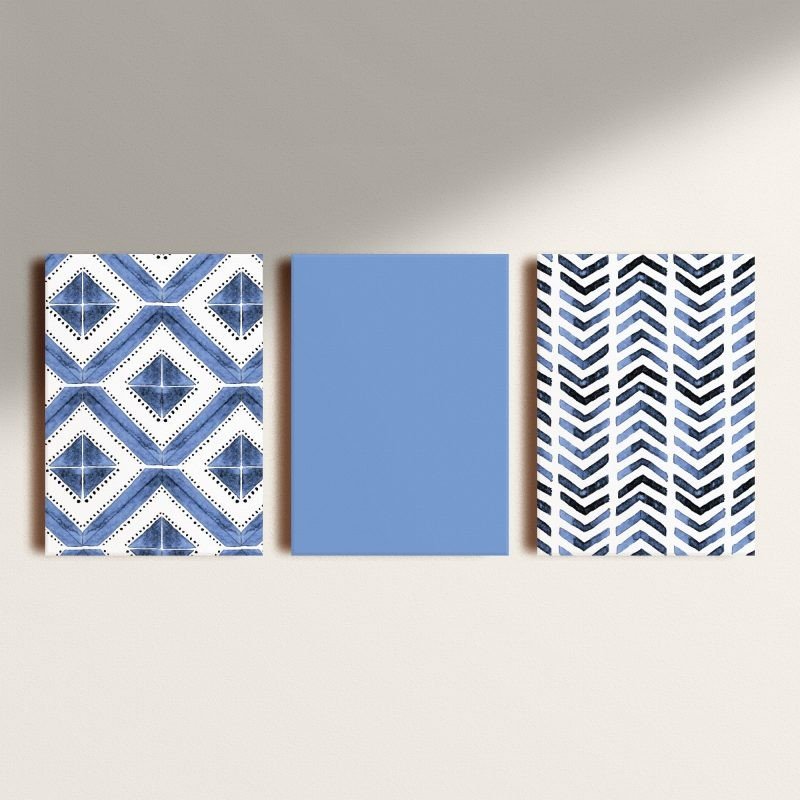 Kit: 3 Placas Decorativas Geo Soft Blue Kit: 3 Placas Decorativas Geo Soft Blue