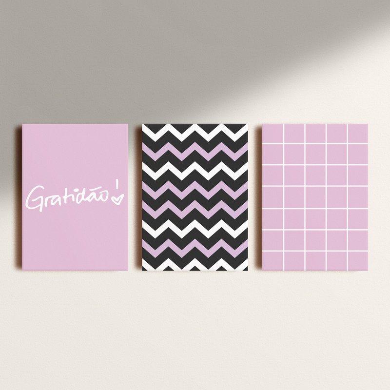 Kit: 3 Placas Decorativas Gratidao Collection Roxo Claro Kit: 3 Placas Decorativas Gratidao Collection Roxo Claro