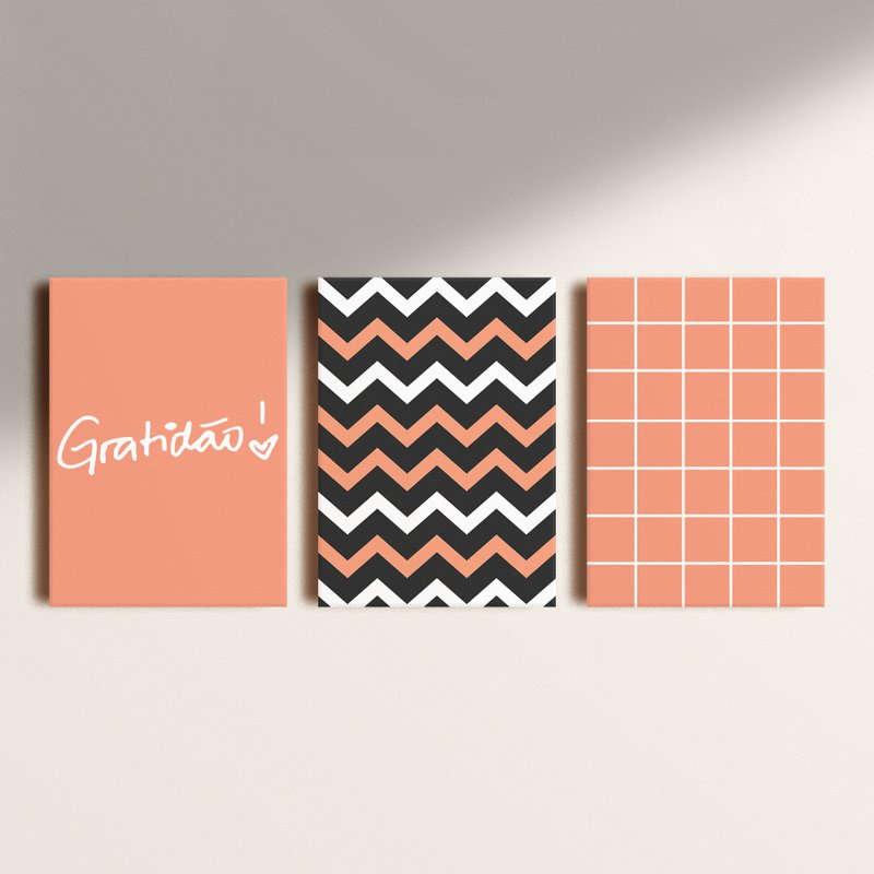 Kit: 3 Placas Decorativas Gratidao Collection Laranja Kit: 3 Placas Decorativas Gratidao Collection Laranja