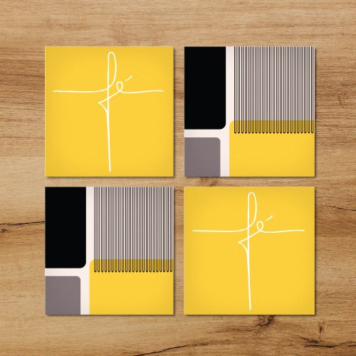 Kit: 4 Porta Copos Decorativos Fe Collection Amarelo