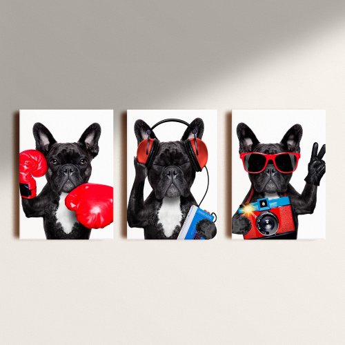 Kit: 3 Placas Decorativas Three Dogs