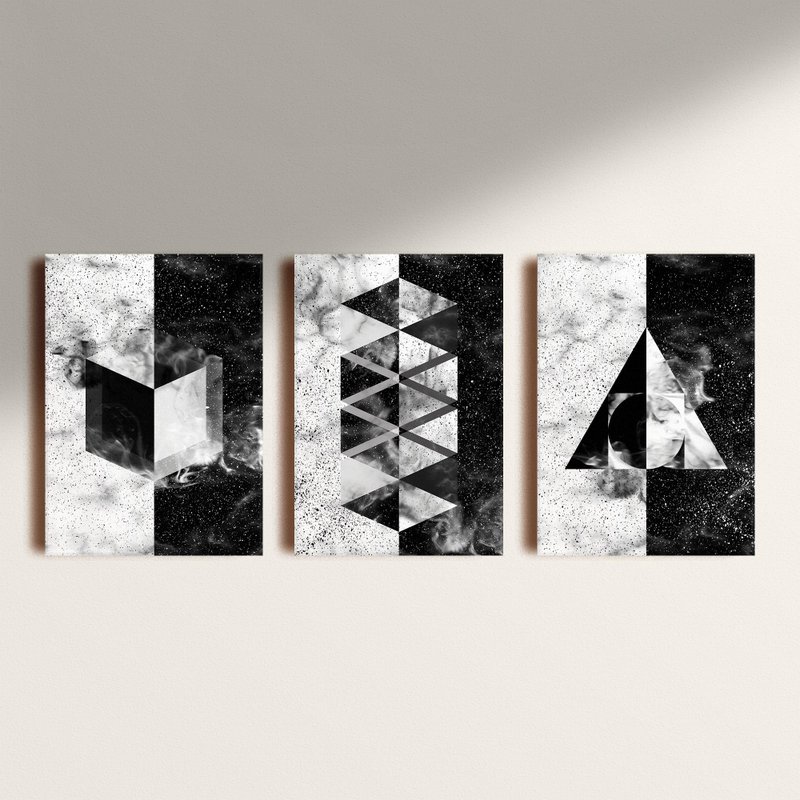 Kit: 3 Placas Decorativas Black Cube Kit: 3 Placas Decorativas Black Cube