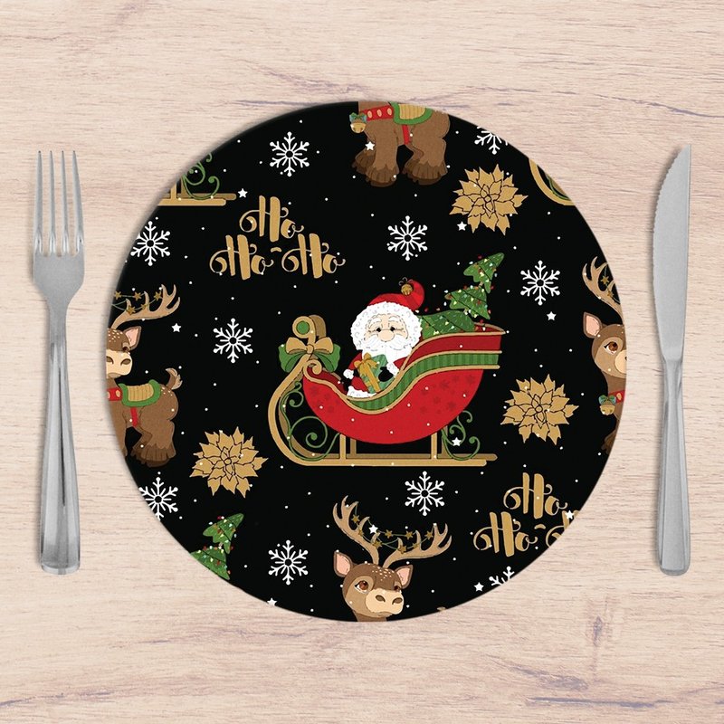 Kit: 4 Capas de Sousplat Redondo Natal Black Christmas - 35x35 Kit: 4 Capas de Sousplat Redondo Natal Black Christmas - 35x35