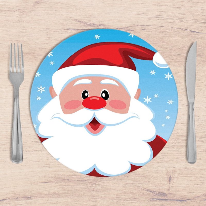 Kit: 4 Capas de Sousplat Redondo Natal Santa Blue - 35x35 Kit: 4 Capas de Sousplat Redondo Natal Santa Blue - 35x35