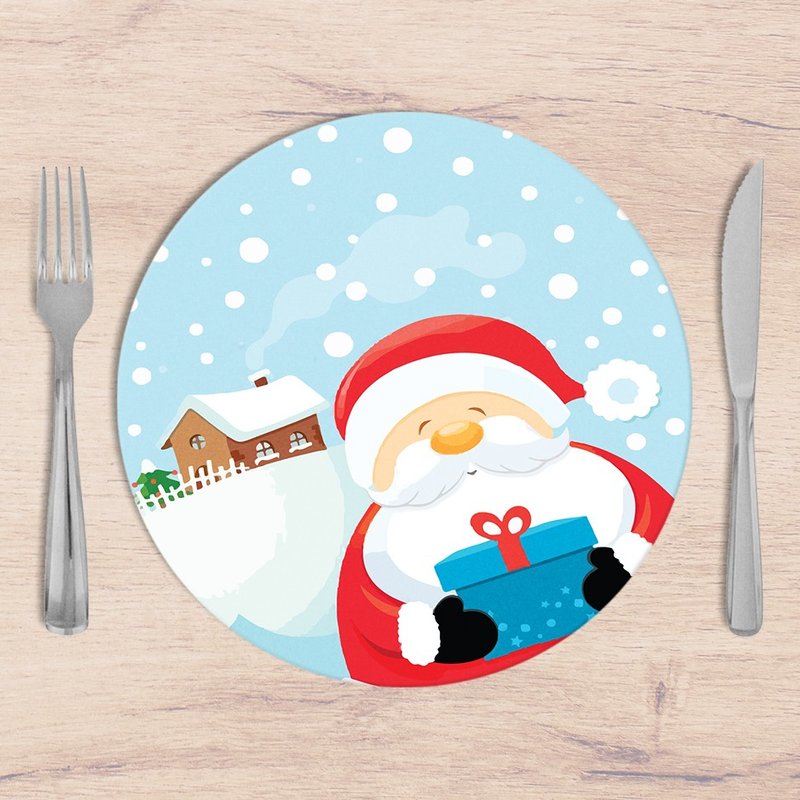 Kit: 4 Capas de Sousplat Redondo Natal Santa Gift - 35x35 Kit: 4 Capas de Sousplat Redondo Natal Santa Gift - 35x35