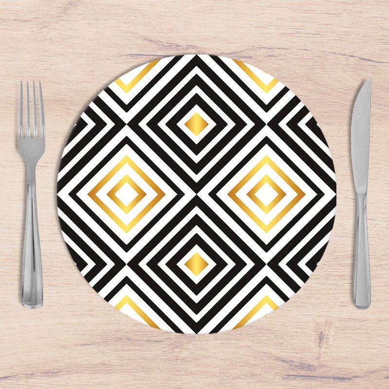 Kit: 4 Capas de Sousplat Redondo Gold In Negro - 35x35 Kit: 4 Capas de Sousplat Redondo Gold In Negro - 35x35