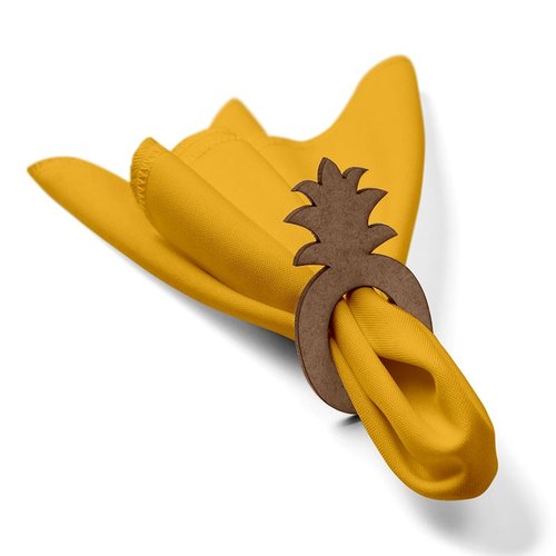 Kit: 4 Guardanapos de Tecido Amarelo Abacaxi 35×35
