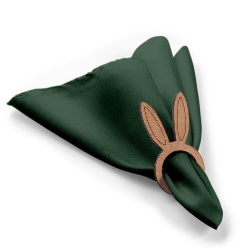 Kit: 4 Guardanapos de Tecido Verde Escuro Pascoa Orelha Coelho 35×35
