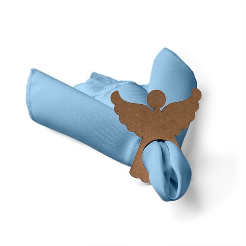 Kit: 4 Guardanapos de Tecido Azul Claro Anjo Natal 35×35