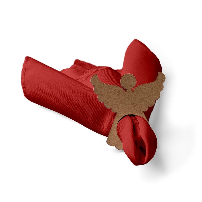 Kit: 4 Guardanapos de Tecido Vermelho Anjo Natal 35×35 Kit: 4 Guardanapos de Tecido Vermelho Anjo Natal 35×35