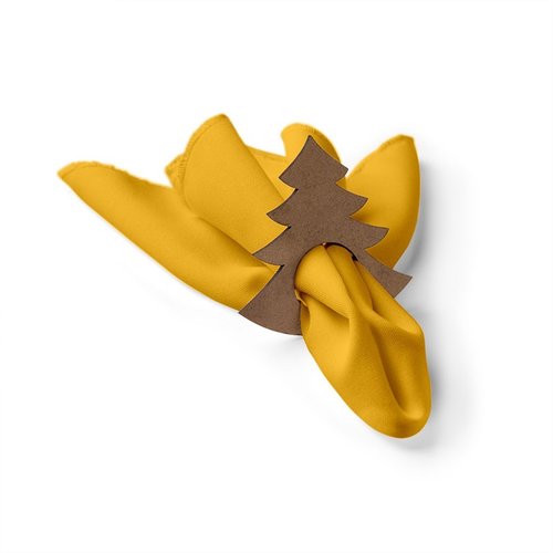 Kit: 4 Guardanapos de Tecido Amarelo Pinheiro Natal 35×35