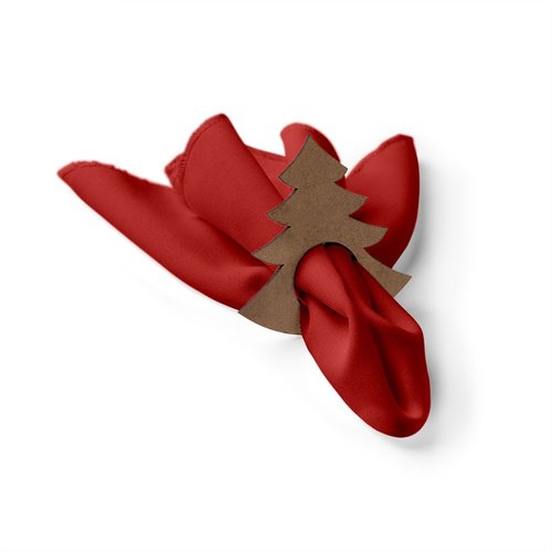 Kit: 4 Guardanapos de Tecido Vermelho Pinheiro Natal 35×35