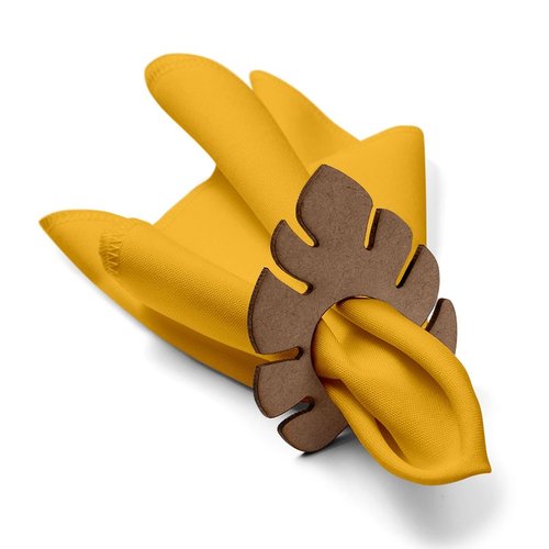 Kit: 4 Guardanapos de Tecido Amarelo Costela de Adao 35×35
