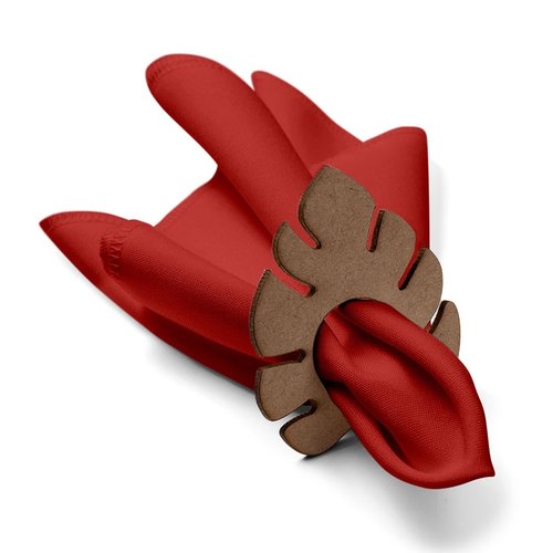 Kit: 4 Guardanapos de Tecido Vermelho Costela de Adao 35×35