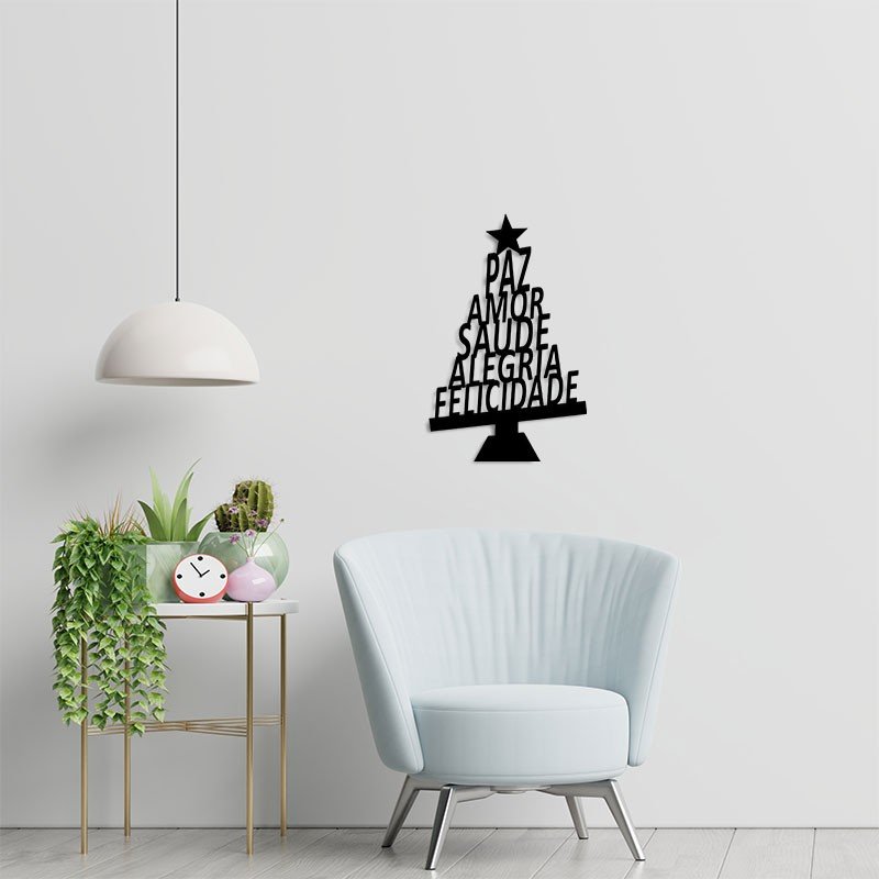 Quadro em MDF Laminado Árvore de Natal Com Desejos Quadro em MDF Laminado Árvore de Natal Com Desejos