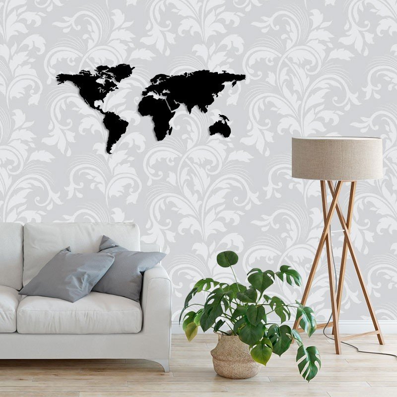 Quadro em MDF Laminado Mapa Mundi Quadro em MDF Laminado Mapa Mundi