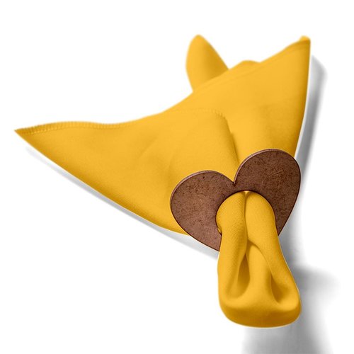 Kit: 4 Guardanapos de Tecido Amarelo Coracao 35×35