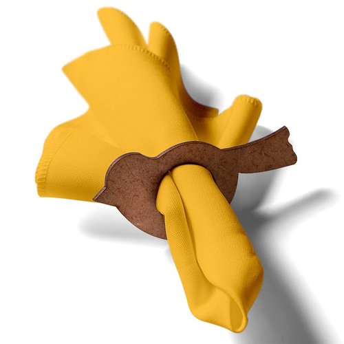 Kit: 4 Guardanapos de Tecido Amarelo Passarinho 35×35