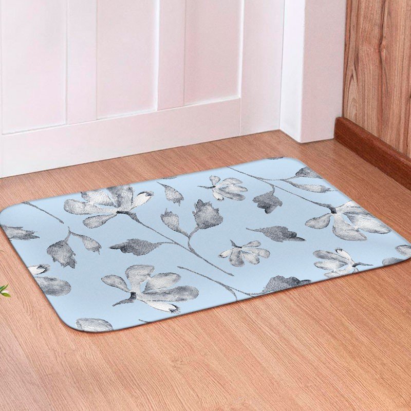 Tapete para Porta Avulso Floral Cinza - 40x60 Tapete para Porta Avulso Floral Cinza - 40x60