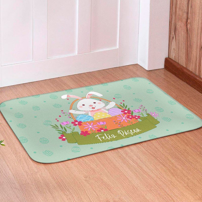 Tapete para Porta Avulso Feliz Páscoa Cesta - 40x60 Tapete para Porta Avulso Feliz Páscoa Cesta - 40x60