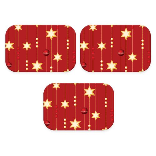 Kit: 3 Tapetes Antiderrapantes Natal Star Red - 40x60