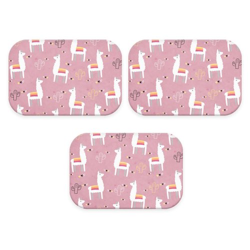 Kit: 3 Tapetes Antiderrapantes Pink Lhama - 40x60