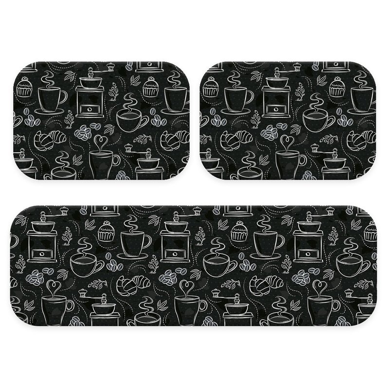 Kit: 3 Tapetes de Cozinha Coffe Black Kit: 3 Tapetes de Cozinha Coffe Black