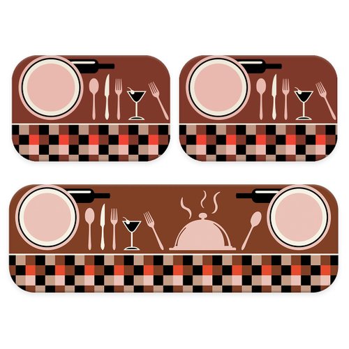 Kit: 3 Tapetes de Cozinha Brown Plate