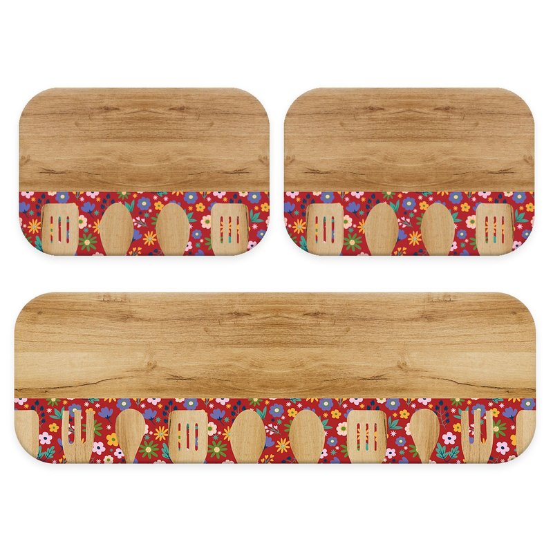 Kit: 3 Tapetes de Cozinha Purple Wood Kit: 3 Tapetes de Cozinha Purple Wood