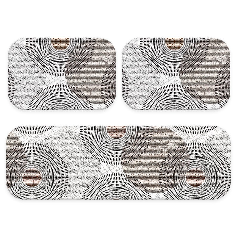 Kit: 3 Tapetes de Cozinha Geo White Grey Kit: 3 Tapetes de Cozinha Geo White Grey