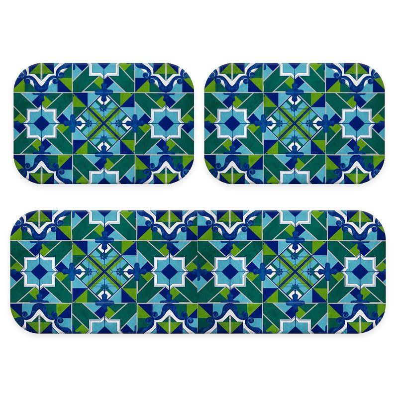 Kit: 3 Tapetes de Cozinha Green Tile Kit: 3 Tapetes de Cozinha Green Tile