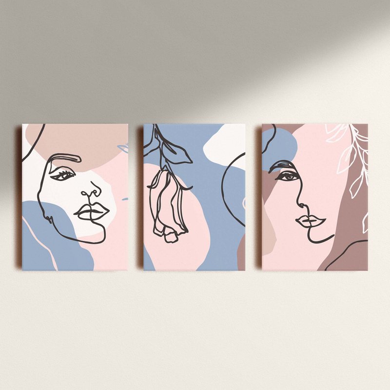 Kit: 3 Placas Decorativas Rose Faces Kit: 3 Placas Decorativas Rose Faces