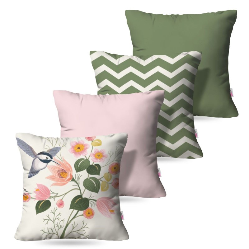 Kit: 4 Capas de Almofada Decorativas Flor & Beija-Flor Duo – 45×45 Kit: 4 Capas de Almofada Decorativas Flor & Beija-Flor Duo – 45×45