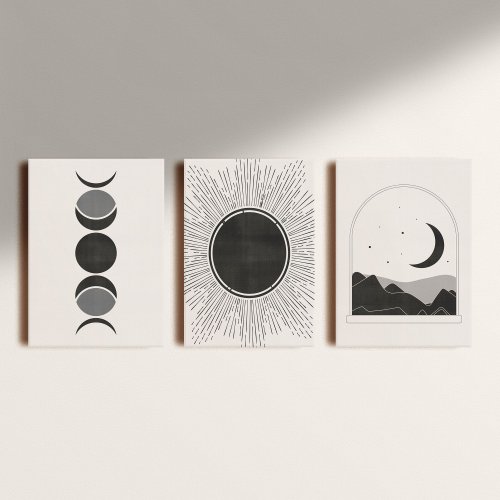 Kit: 3 Placas Decorativas Moon Light