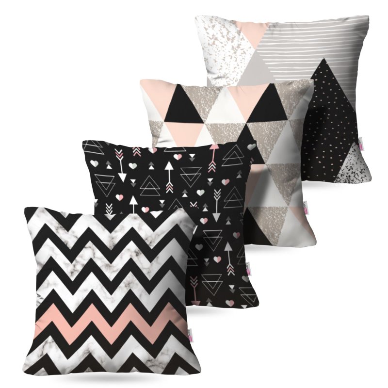 Kit: 4 Capas de Almofada Decorativas Geométrica Efeito Marmorizado Rose Black – 45×45 Kit: 4 Capas de Almofada Decorativas Geométrica Efeito Marmorizado Rose Black – 45×45