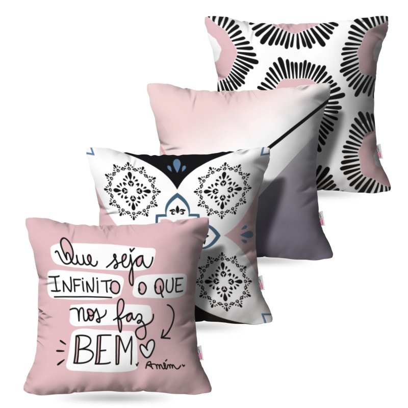 Kit: 4 Capas de Almofada Decorativas Infinito – 45×45 Kit: 4 Capas de Almofada Decorativas Infinito – 45×45