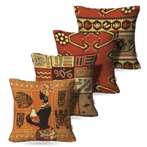 Kit: 4 Capas de Almofada Decorativas Orange Africa – 45×45