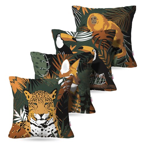 Kit: 4 Capas de Almofada Decorativas Animals – 45×45