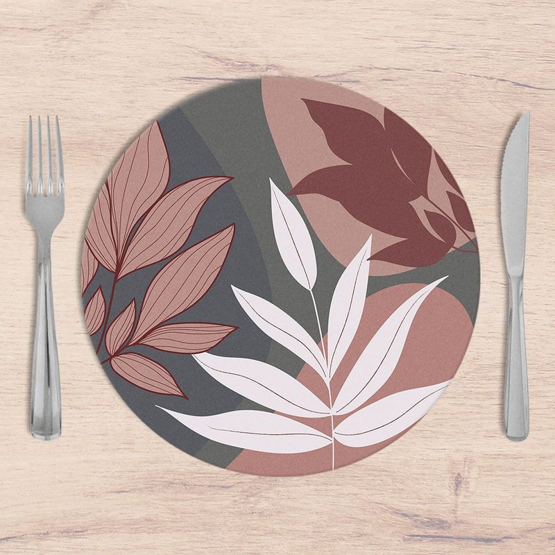 Kit: 4 Capas de Sousplat Redondo Rose Grey Island - 35x35 Kit: 4 Capas de Sousplat Redondo Rose Grey Island - 35x35