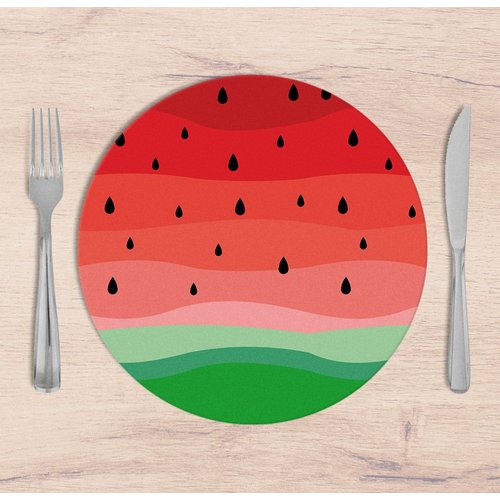 Kit: 4 Capas de SOUSPLAT Redondo Tropical Watermelon - 35x35