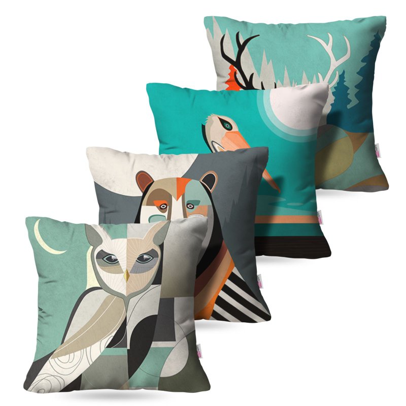 Kit: 4 Capas de Almofada Decorativas Geo Fauna – 45×45 Kit: 4 Capas de Almofada Decorativas Geo Fauna – 45×45