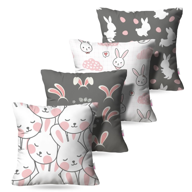 Kit: 4 Capas de Almofada Decorativas Pascoa Rabb – 45×45 Kit: 4 Capas de Almofada Decorativas Pascoa Rabb – 45×45
