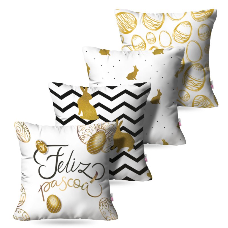 Kit: 4 Capas de Almofada Decorativas Pascoa Gold – 45×45 Kit: 4 Capas de Almofada Decorativas Pascoa Gold – 45×45