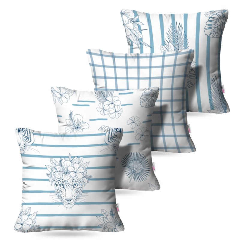 Kit: 4 Capas de Almofada Decorativas Soft Blue – 45×45 Kit: 4 Capas de Almofada Decorativas Soft Blue – 45×45