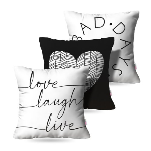 Kit: 3 Capas de Almofada Decorativas Love Laugh Live – 45×45