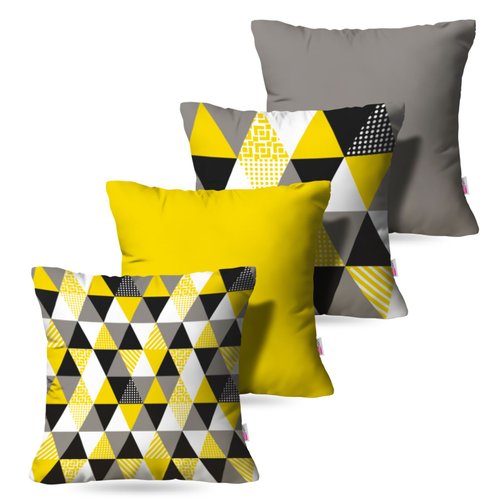 Kit: 4 Capas de Almofada Decorativas Geo Yellow - 45×45