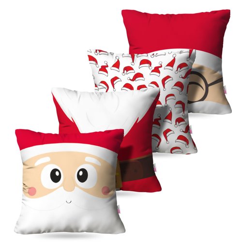 Kit: 4 Capas de Almofada Decorativas Natal Noel – 45×45
