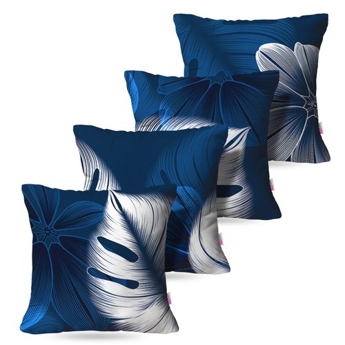 Kit: 4 Capas de Almofada Decorativas Blue Island – 45×45