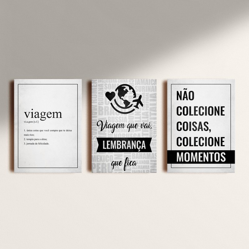 Kit: 3 Placas Decorativas Viagem Kit: 3 Placas Decorativas Viagem