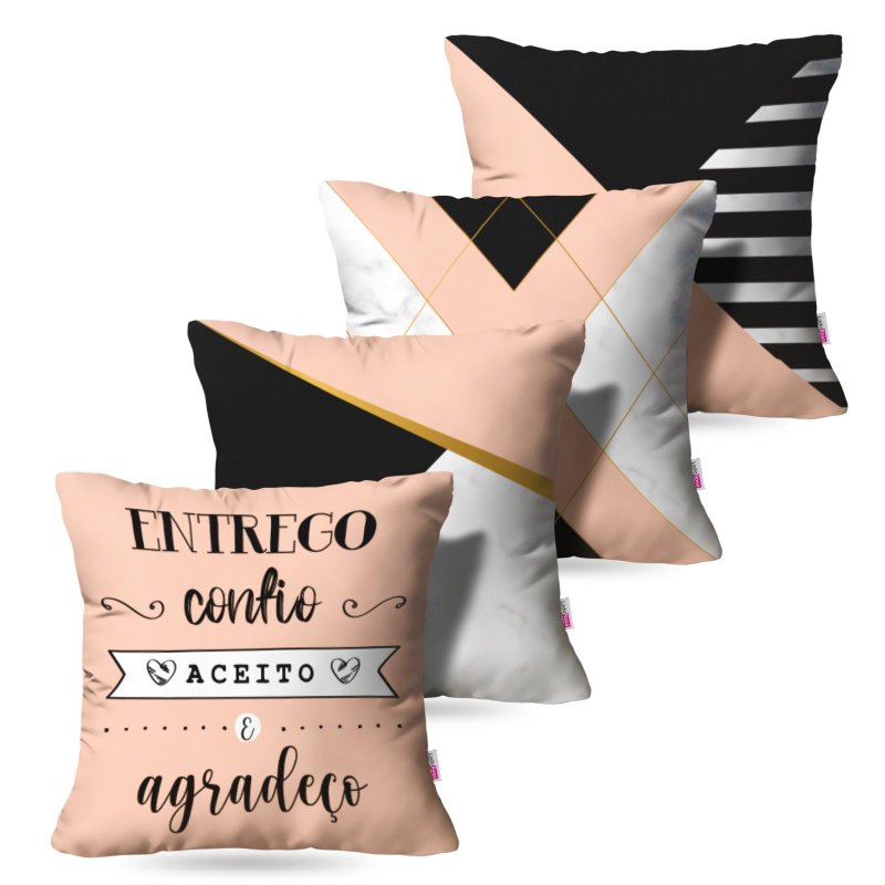 Kit: 4 Capas de Almofada Decorativas Confio Agradeço – 45×45 Kit: 4 Capas de Almofada Decorativas Confio Agradeço – 45×45